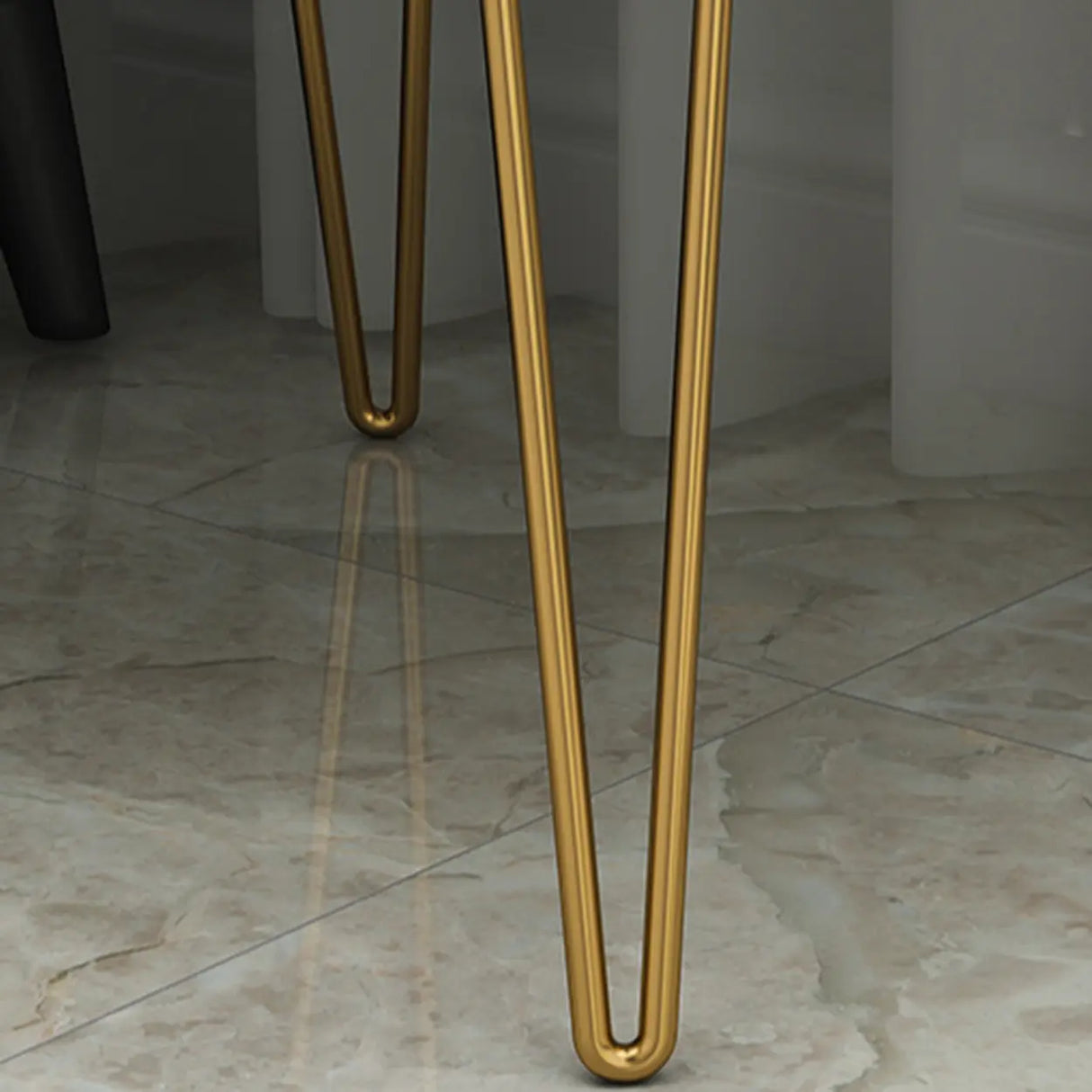 Modern White Nightstand with Gold Legs and Drawers Image - 13