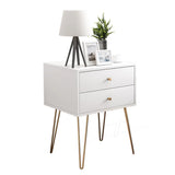 Modern White Nightstand with Gold Legs and Drawers Image - 4