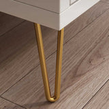 Modern White Nightstand with Gold Legs and Drawers Image - 6