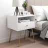 Modern White Nightstand with Gold Legs and Drawers Image - 9