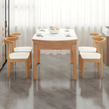 Modern White Oval Marble Dining Table Self-Storing Leaf Image - 2