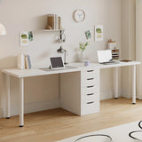 Modern White Rectangle Soft Close Drawers Computer Desk Image - 25
