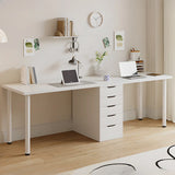 Modern White Rectangle Soft Close Drawers Computer Desk Image - 26