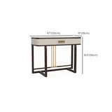 Modern White Rectangular Marble Console Table with Drawer #size