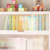 Modern White Rectangular Steel Storage Glass Bookcase Image - 12