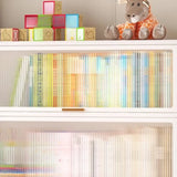 Modern White Rectangular Steel Storage Glass Bookcase Image - 12