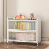 Modern White Rectangular Steel Storage Glass Bookcase Image - 2