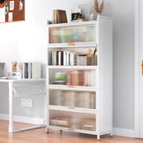 Modern White Rectangular Steel Storage Glass Bookcase Image - 4