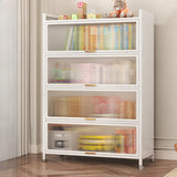 Modern White Rectangular Steel Storage Glass Bookcase Image - 5