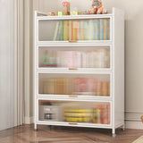 Modern White Rectangular Steel Storage Glass Bookcase Image - 5