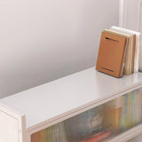 Modern White Rectangular Steel Storage Glass Bookcase Image - 8