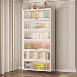 Modern White Rectangular Steel Storage Glass Bookcase Image - 9