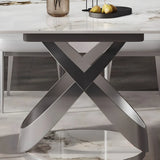 Modern White Round Marble Stone Dining Table Extendable Image - 6