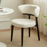 Modern White Sherpa Upholstered Dining Chair with Curved Back Image - 1