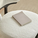 Modern White Sherpa Upholstered Dining Chair with Curved Back Image - 5