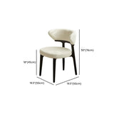 Modern White Sherpa Upholstered Dining Chair with Curved Back #size