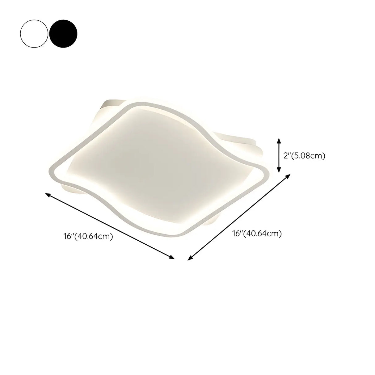 Modern White Square Wavy LED Flush Mount Ceiling Light 