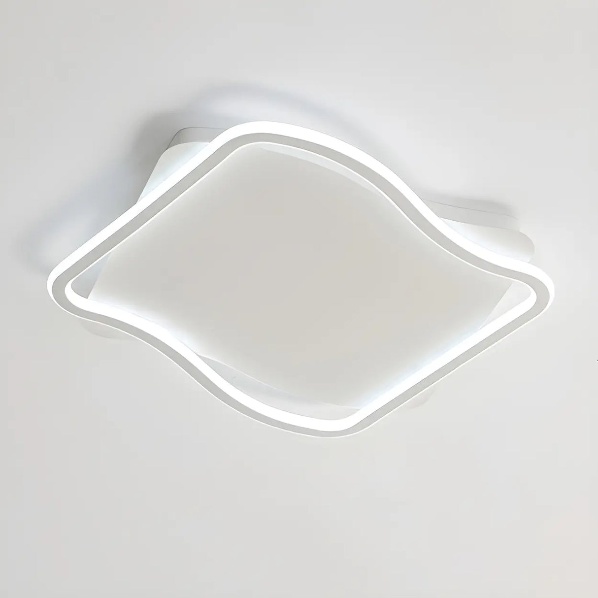 Modern White Square Wavy LED Flush Mount Ceiling Light Image - 4