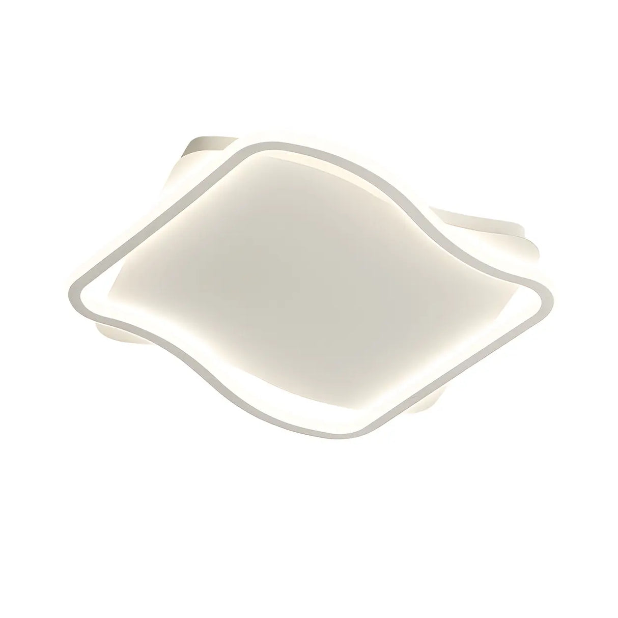 Modern White Square Wavy LED Flush Mount Ceiling Light Image - 5