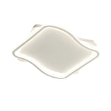 Modern White Square Wavy LED Flush Mount Ceiling Light Image - 5