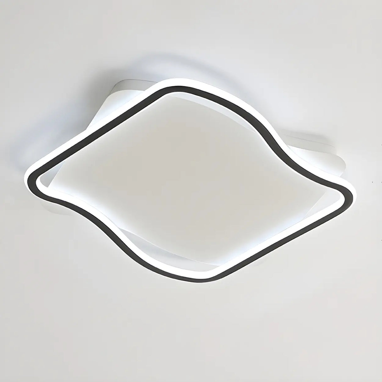 Modern White Square Wavy LED Flush Mount Ceiling Light Image - 7