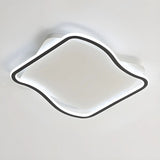 Modern White Square Wavy LED Flush Mount Ceiling Light Image - 7