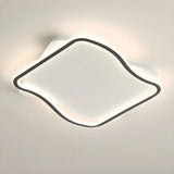 Modern White Square Wavy LED Flush Mount Ceiling Light Image - 8