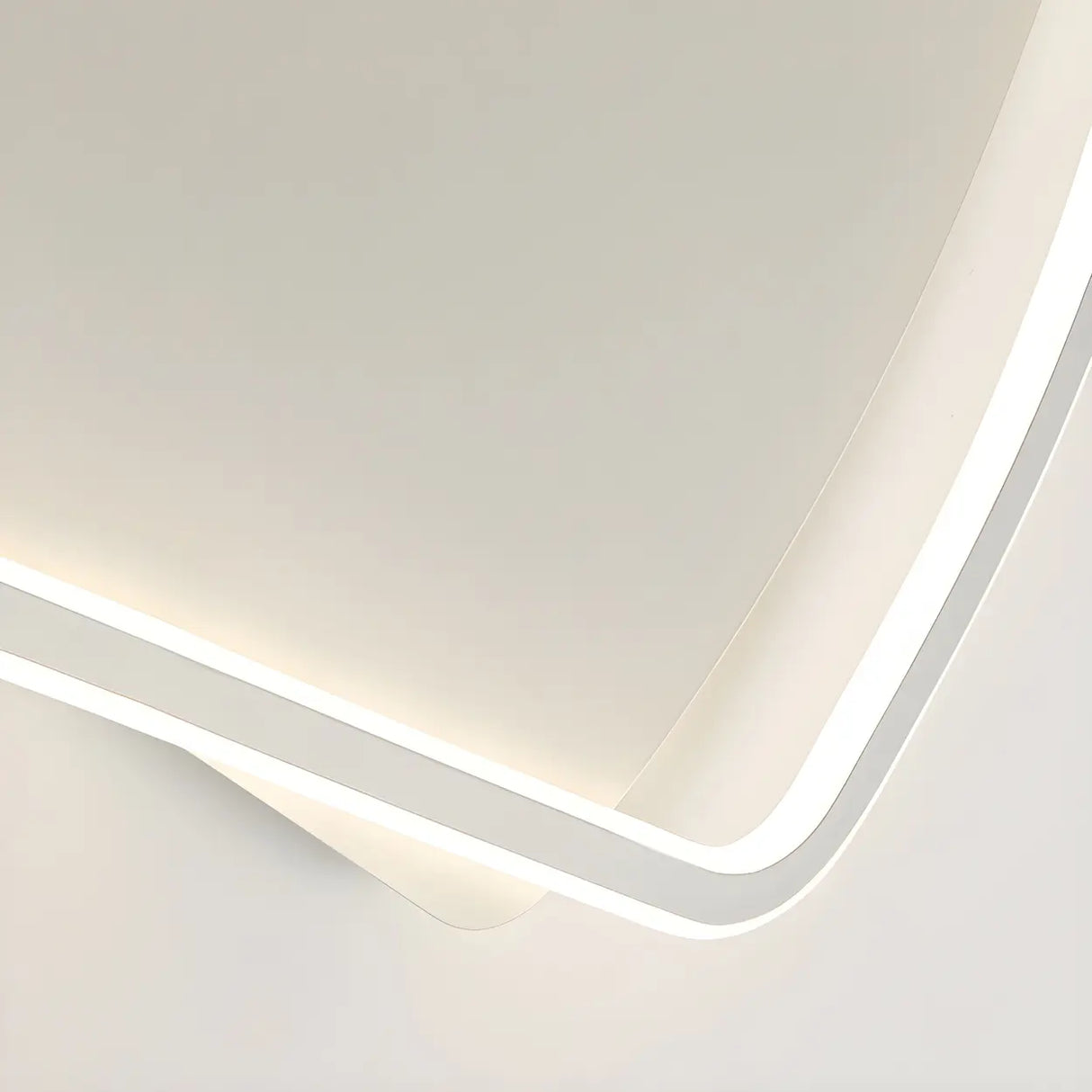 Modern White Square Wavy LED Flush Mount Ceiling Light Image - 9
