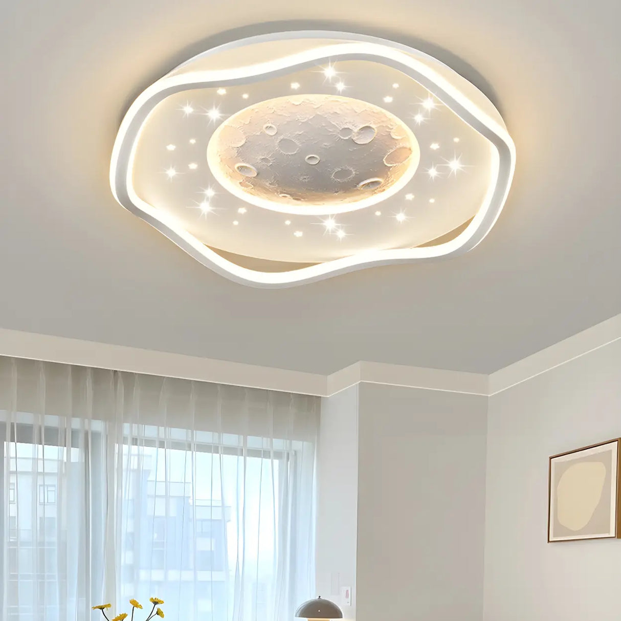 Modern White Starry Rectangle Flush Mount Ceiling Light Image - 3