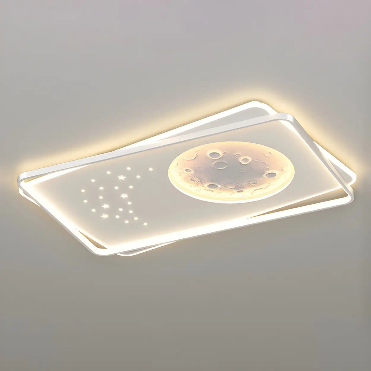 Modern White Starry Rectangle Flush Mount Ceiling Light Image - 6