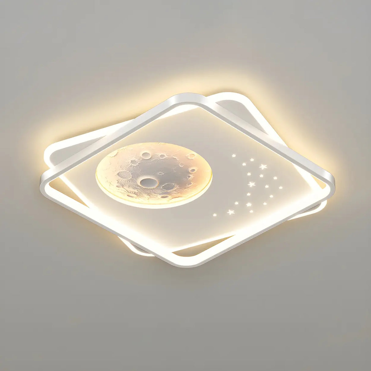 Modern White Starry Rectangle Flush Mount Ceiling Light Image - 7
