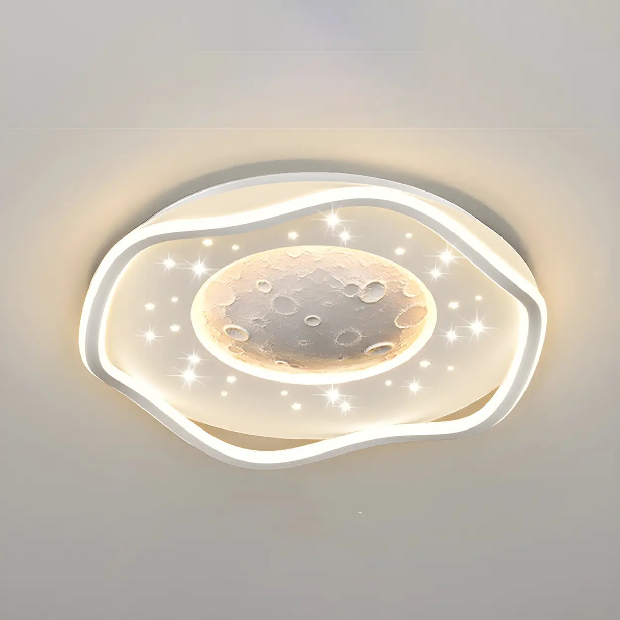 Modern White Starry Rectangle Flush Mount Ceiling Light Image - 8
