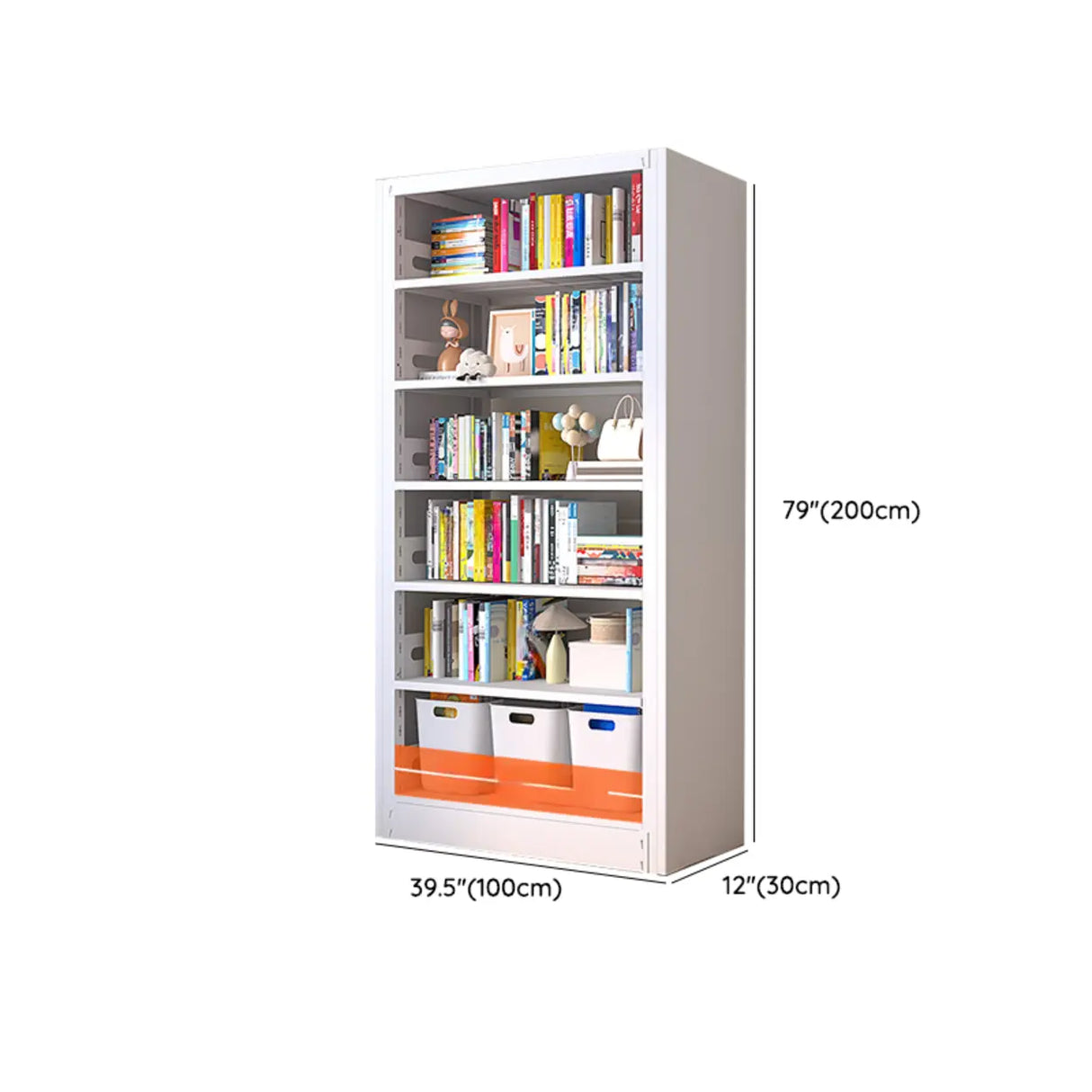 Modern White Steel Open Back Barrister Storage Bookcase Image - 27