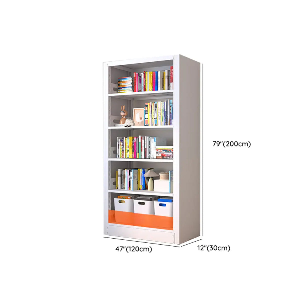 Modern White Steel Open Back Barrister Storage Bookcase Image - 30
