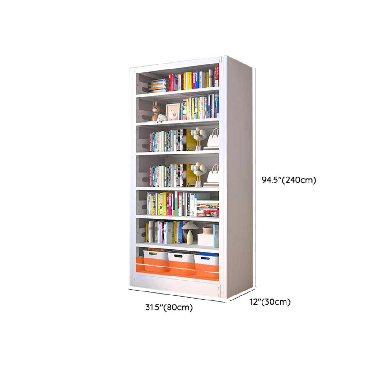 Modern White Steel Open Back Barrister Storage Bookcase Image - 34