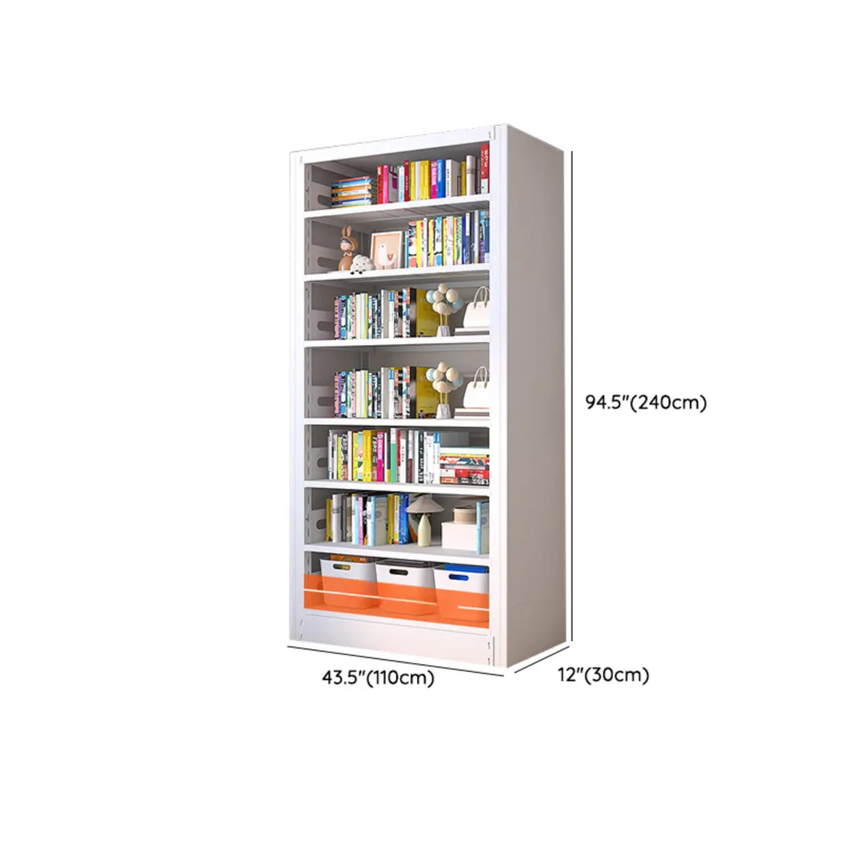 Modern White Steel Open Back Barrister Storage Bookcase Image - 37