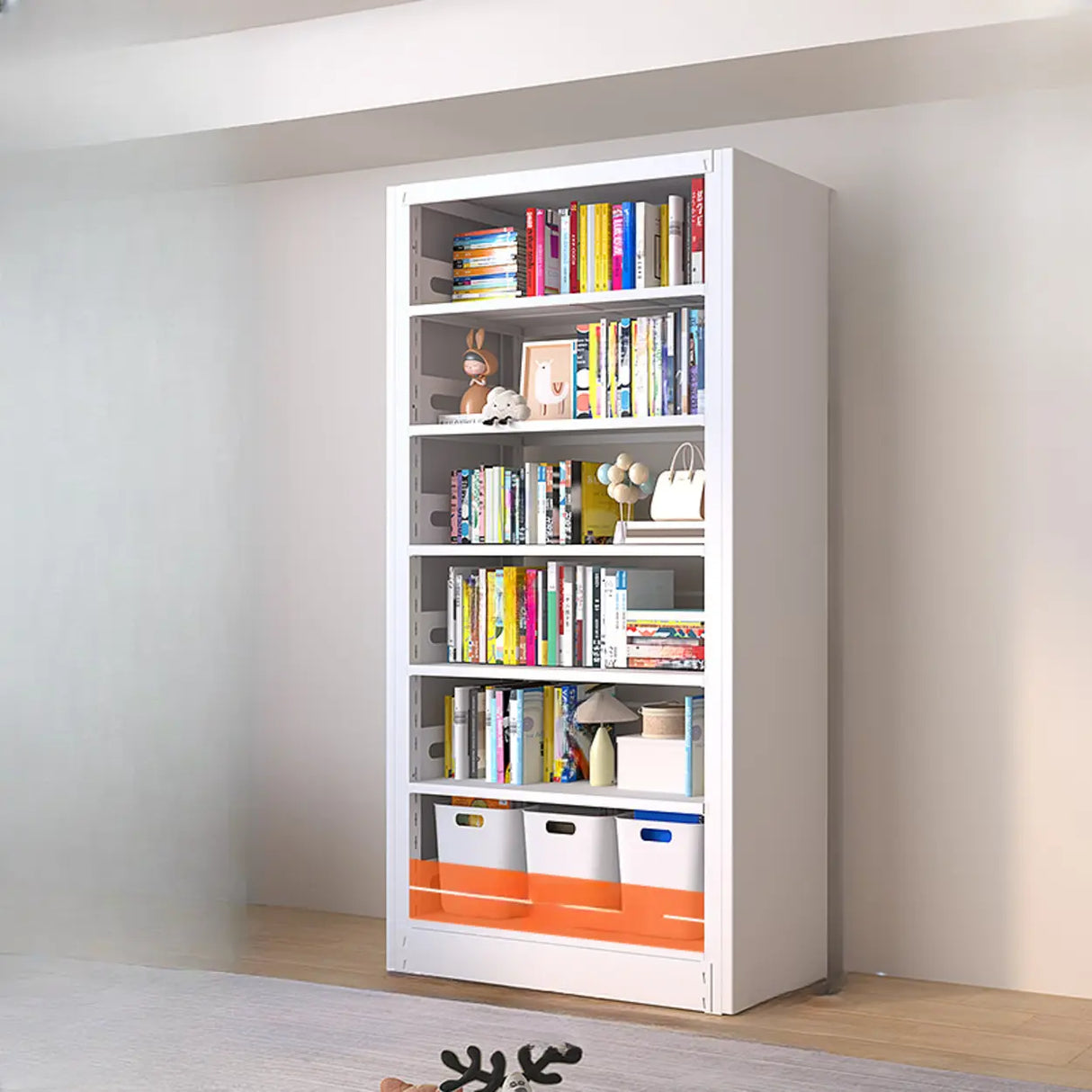 Modern White Steel Open Back Barrister Storage Bookcase Image - 5