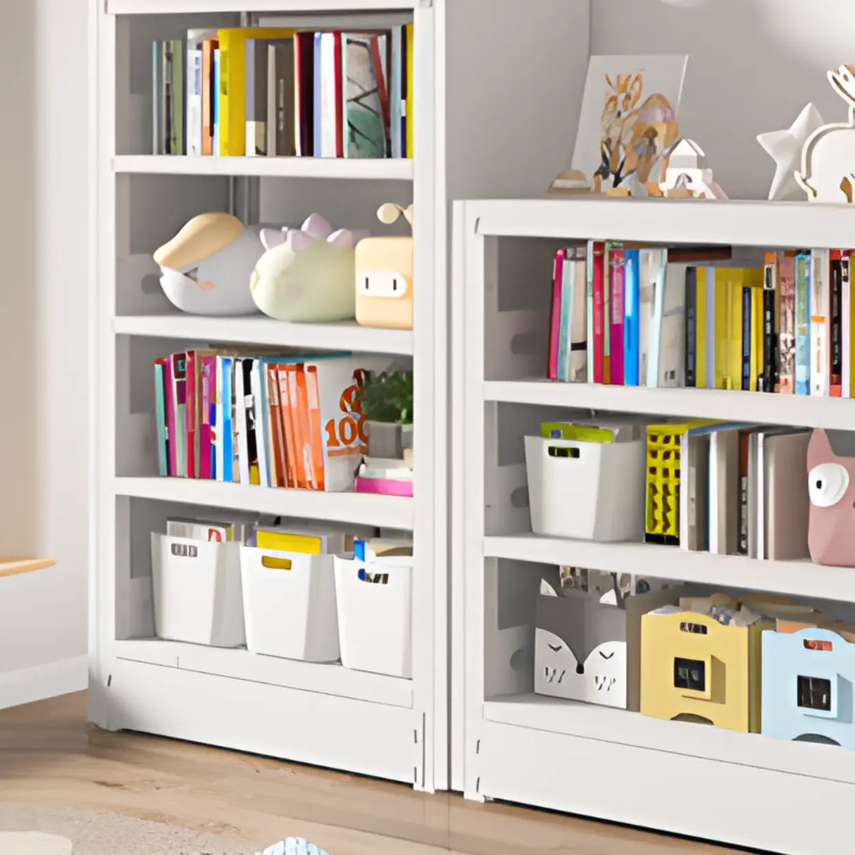 Modern White Steel Open Back Barrister Storage Bookcase Image - 9