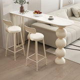 Modern White Stone Oval Artistic Ball Pedestal Bar Table Image - 1