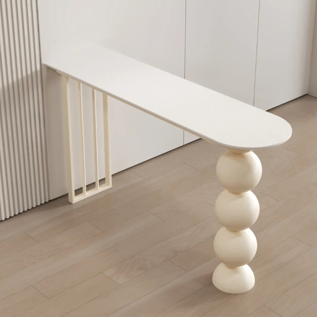 Modern White Stone Oval Artistic Ball Pedestal Bar Table Image - 2