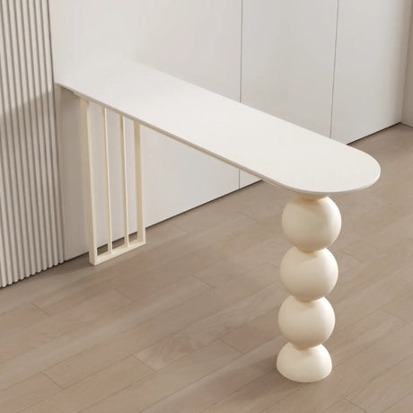 Modern White Stone Oval Artistic Ball Pedestal Bar Table Image - 2