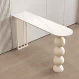 Modern White Stone Oval Artistic Ball Pedestal Bar Table Image - 3