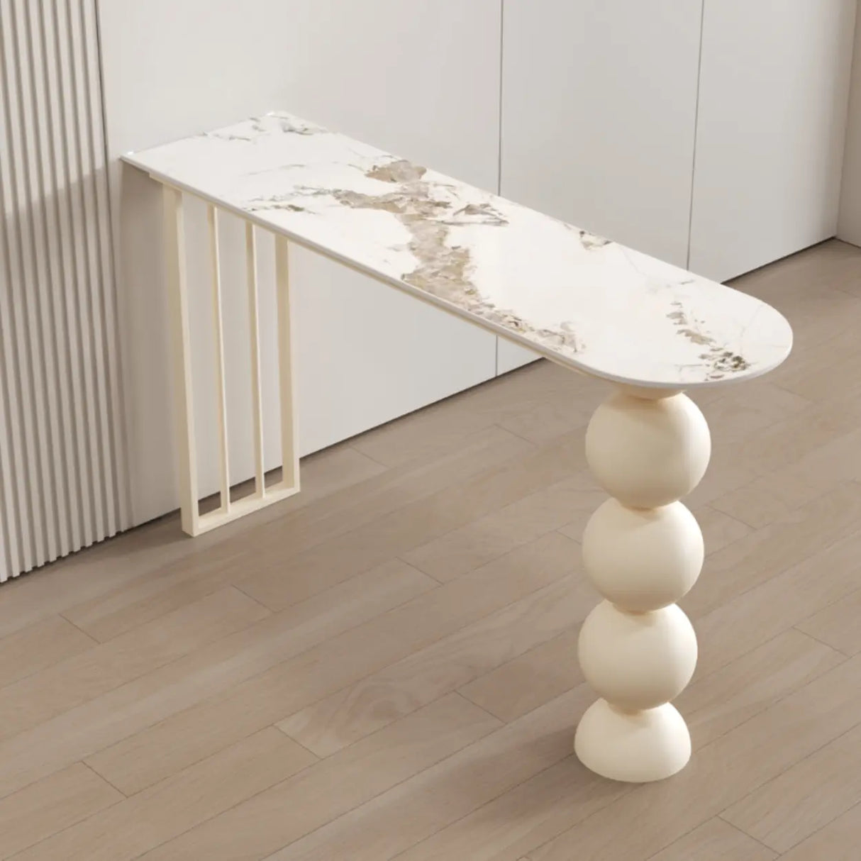 Modern White Stone Oval Artistic Ball Pedestal Bar Table Image - 5
