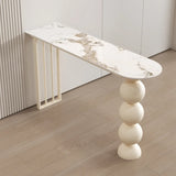 Modern White Stone Oval Artistic Ball Pedestal Bar Table Image - 5