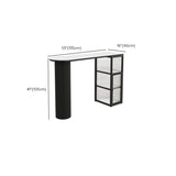 Modern White Stone Top Black Pedestal Glass Cabinet Bar Table Image - 11