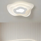 Modern White Tiered Geometric LED Flush Mount Light Image - 1