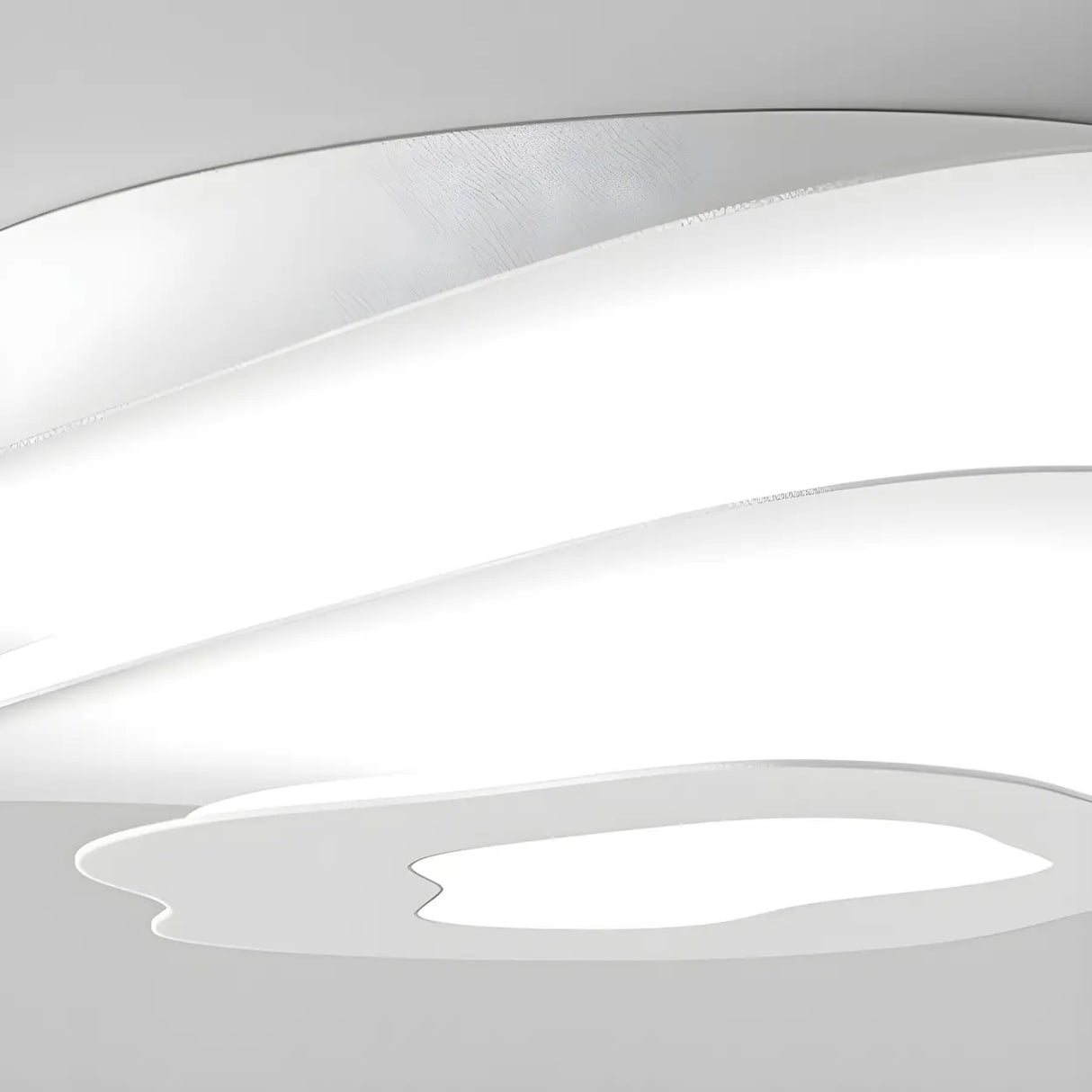 Modern White Tiered Geometric LED Flush Mount Light Image - 4