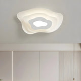 Modern White Tiered Geometric LED Flush Mount Light Image - 8