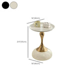 Modern White Tray Metal Round Pedestal Side Table #size