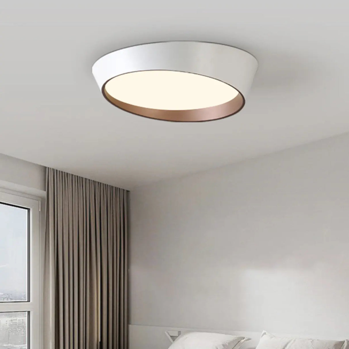 Modern White Truncated LED Flush Mount Ceiling Light Image - 3